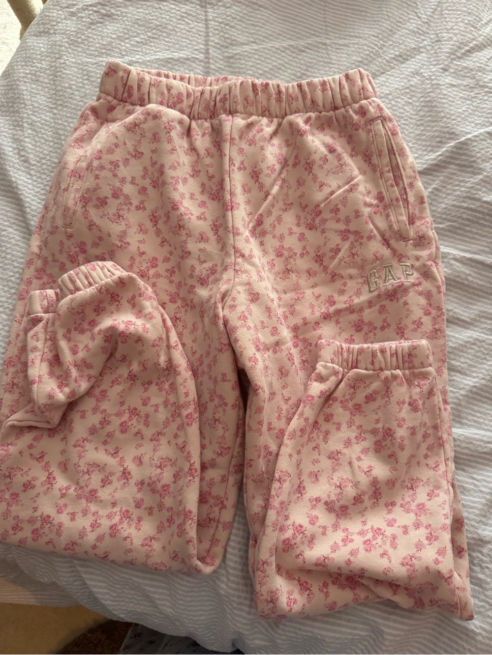 LoveShackFancy x Gap Pink Floral Fleece Pajama Bottoms